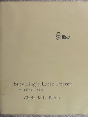 cover image of Browning's Later Poetry, 1871-1889